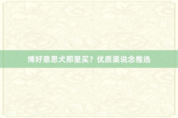 博好意思犬那里买?优质渠说念推选